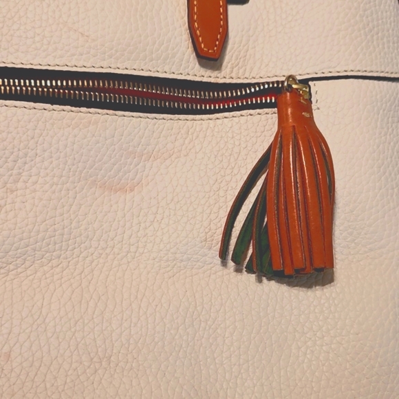 Dooney & Bourke  Florentine Clayton Tan and White Wth Tassels - Picture 11 of 15